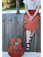 Load image into Gallery viewer, TODO 36-Inch Travel Acoustic Guitar B10M Solid Mahogany Top Mt. Fuji Design