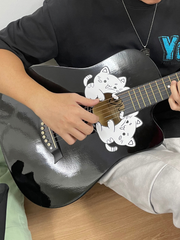 Load image into Gallery viewer, Playful Cat Pickguard on black guitar