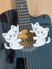 Load image into Gallery viewer, Two Playful Cat pickguards around soundhole