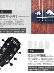 Load image into Gallery viewer, TODO 36-Inch Travel Acoustic Guitar B10M Solid Mahogany Top Mt. Fuji Design