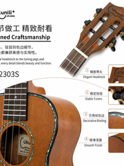Load image into Gallery viewer, Ukunili 23" Concert Ukulele Solid Mahogany Top Colourful Binding UNL2303S