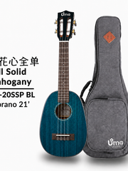 Load image into Gallery viewer, Uma Ukulele 21' Soprano Full Solid Mahogany Pineapple Blue UMA UK-20SSP