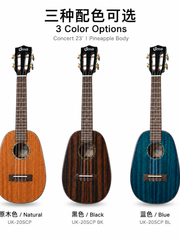 Load image into Gallery viewer, Uma Ukulele 23' Concert Full Solid Mahogany Pineapple Black UMA UK-20SCP