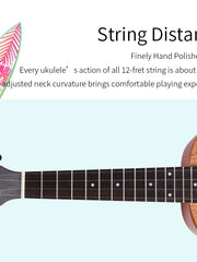 Load image into Gallery viewer, TODO Ukulele 23' Concert Fuso Flower Girl Acacia Wood Full Solid + EQ (EQUALIZER)