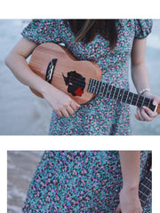 Load image into Gallery viewer, TODO Ukulele 23' Concert Fuso Flower Girl Acacia Wood Full Solid + EQ (EQUALIZER)