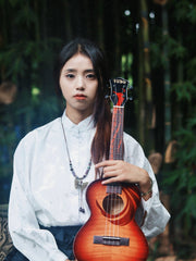 Load image into Gallery viewer, TODO Ukulele 23' Concert Oriental Phonix Tiger Pattern Solid Top + EQ (EQUALIZER)
