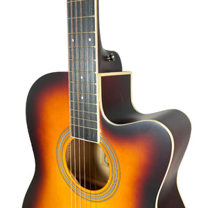 Grape GA-M1 39 Inch Cutaway Linden Wooden Beginner Acoustic Guitar SunBrown Truss Rod