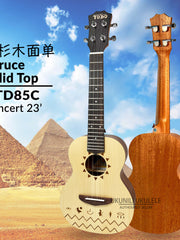 Load image into Gallery viewer, TODO Ukulele 23' Concert Solid Spruce Nile Design