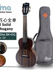 Load image into Gallery viewer, Uma Ukulele 26&#39; Tenor Full Solid Mahogany Gloss UMA UK20STBlack + EQ (EQUALIZER)

