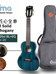 Load image into Gallery viewer, Uma Ukulele 26&#39; Tenor Full Solid Mahogany Gloss UMA UK-20ST-Blue + EQ (EQUALIZER)

