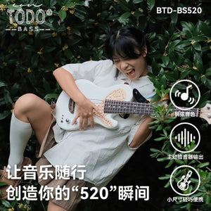 TODO Love Series Mini Bass – 30" Steel-String 4-String Silent Travel Bass for Beginner Girls