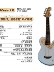 Load image into Gallery viewer, TODO Love Series Mini Bass – 30&quot; Steel-String 4-String Silent Travel Bass for Beginner Girls

