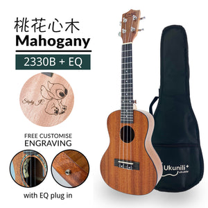 Ukunili Ukulele Concert 23' Mahogany Wood 2330B + EQ