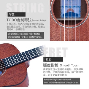 TODO 36-Inch Travel Acoustic Guitar B30M Sunbrust Solid Spruce Top Mt. Fuji Design