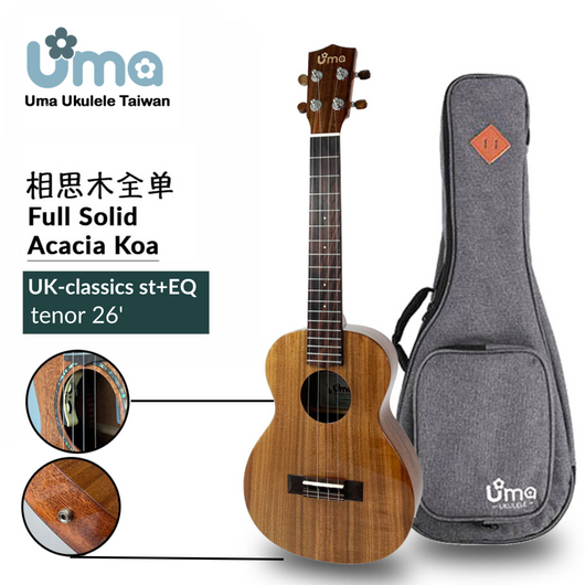 Uma Ukulele 26'Tenor Full Solid Acacia Koa UMAClassicsST + EQ (EQUALIZER)