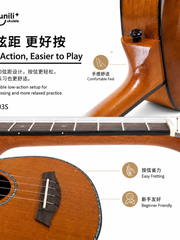 Load image into Gallery viewer, Ukunili 23" Concert Ukulele Solid Mahogany Top Colourful Binding UNL2303S
