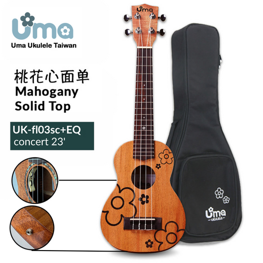 Uma Ukulele 23' Concert Mahogany Solid Top UMAFL03SC + EQ (EQUALIZER)