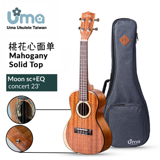 Uma Ukulele 23' Concert Solid Mahogany & Maple Top  UMA UKMoonSC + EQ (EQUALIZER)