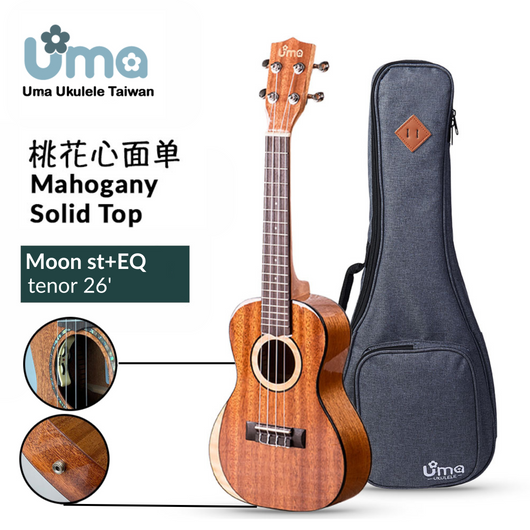 Uma Ukulele 26' Tenor Solid Mahogany & Maple Top  UMA UKMoonST + EQ (EQUALIZER)