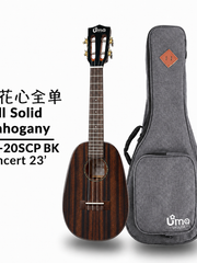 Load image into Gallery viewer, Uma Ukulele 23' Concert Full Solid Mahogany Pineapple Black UMA UK-20SCP