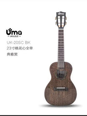 Load image into Gallery viewer, Uma Ukulele 23&#39; Concert Full Solid Mahogany Gloss UMA UK-20SC-Black + EQ (EQUALIZER)

