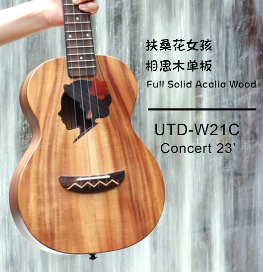TODO Ukulele 23' Concert Fuso Flower Girl Acacia Wood Full Solid
