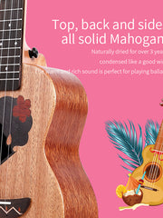Load image into Gallery viewer, TODO Ukulele 26&#39; Tenor Fuso Flower Gril Mahogany Full Solid + EQ (EQUALIZER)
