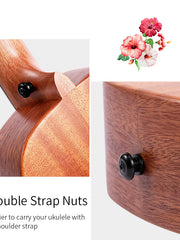 Load image into Gallery viewer, TODO Ukulele 23&#39; Concert Fuso Flower Girl Mahogany Full Solid + EQ (EQUALIZER)
