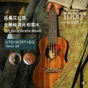TODO Ukulele 26' Tenor Fuso Flower Girl Acacia Wood Full Solid + EQ (EQUALIZER)