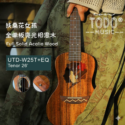 TODO Ukulele 26' Tenor Fuso Flower Girl Acacia Wood Full Solid + EQ (EQUALIZER)