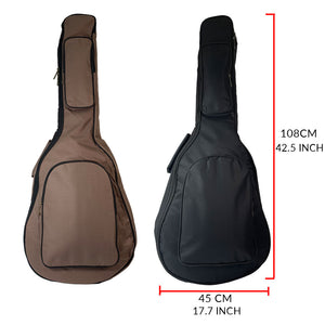 41 Inch Acoustic Guitar Bag 1cm Thick Padding Waterproof Dual Adjustable Shoulder Strap Guitar Case Gig Bag with Back Hanger Loop, Black