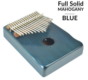 Walter 17 keys Full Solid Mahogany Wood Kalimba Blue