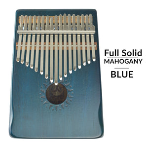 Walter 17 keys Full Solid Mahogany Wood Kalimba Blue