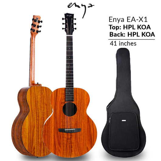 ENYA EA-X1 Acoustic Guitar  41 inches Koa-Patterned HPL Pack