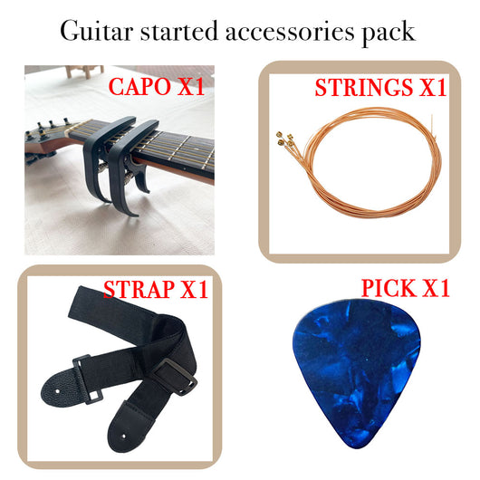 Guitar Accessories Starting Pack Capo + 1 Set String + Strap + Pick (Rm 60)