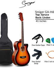 Load image into Gallery viewer, Smiger H60 Acoustic Guitar 41 inches SunBrown
