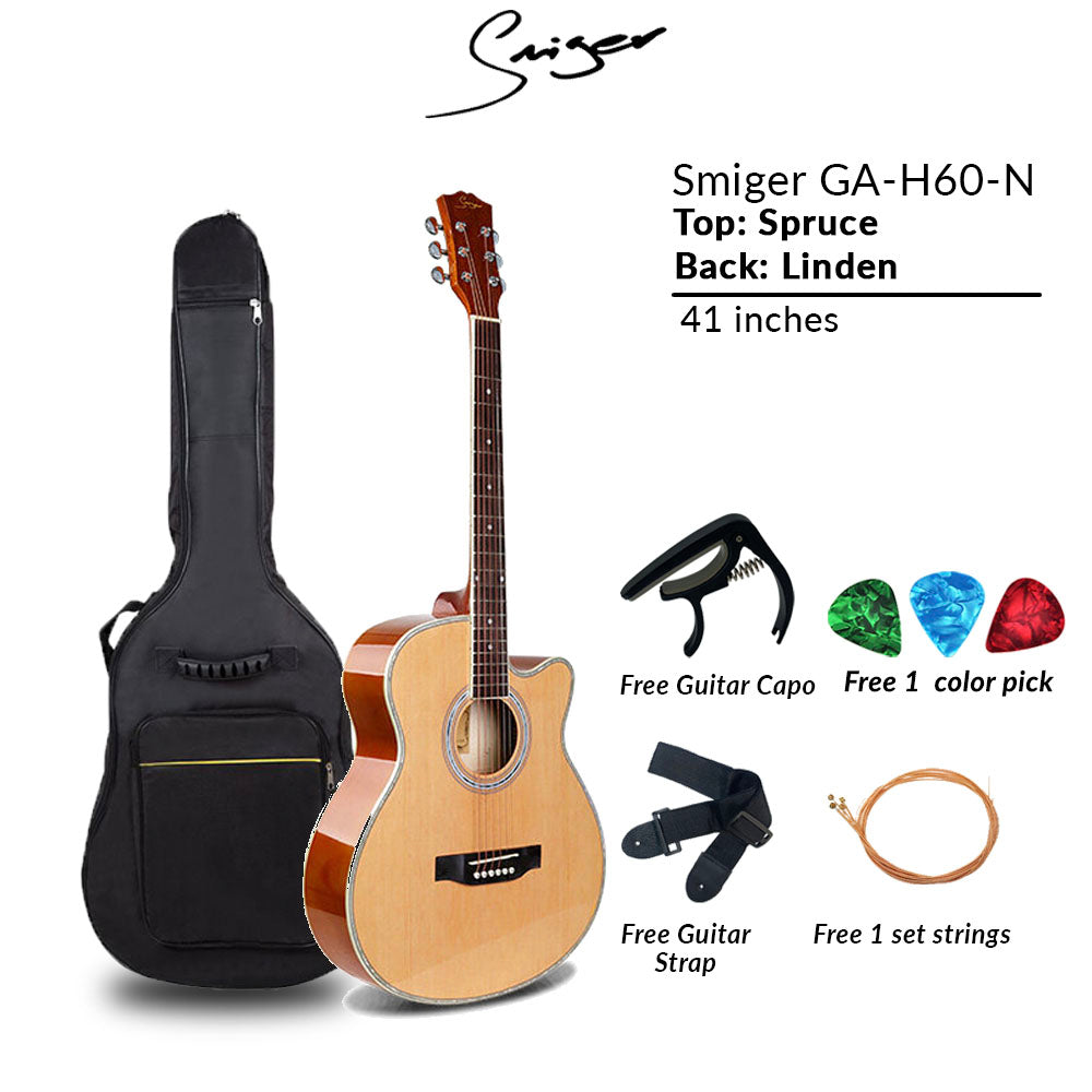 Smiger H60 Acoustic Guitar 41 inches Wood Ukunili Ukulele Malaysia