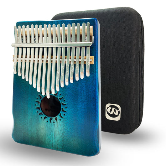 Walter 17 keys Full Solid Mahogany Wood Kalimba Blue