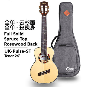 Uma Ukulele 26'Tenor Full Solid Engelmann Spruce / Black Walnut UMA-PulseST