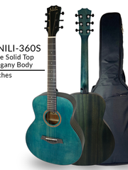 Load image into Gallery viewer, NILI Acoustic travel Guitar 36 inches Solid top Spruce Wood Blue Mahogany body 360S
