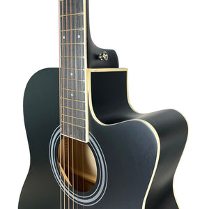 Grape GA-M1 39 Inch Cutaway Linden Wooden Beginner Acoustic Guitar Black Truss Rod