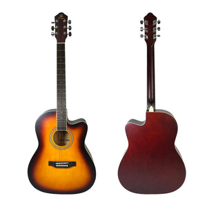 Grape GA-M1 39 Inch Cutaway Linden Wooden Beginner Acoustic Guitar SunBrown Truss Rod