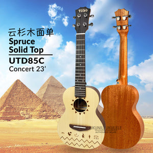 TODO Ukulele 23' Concert Solid Spruce Nile Design